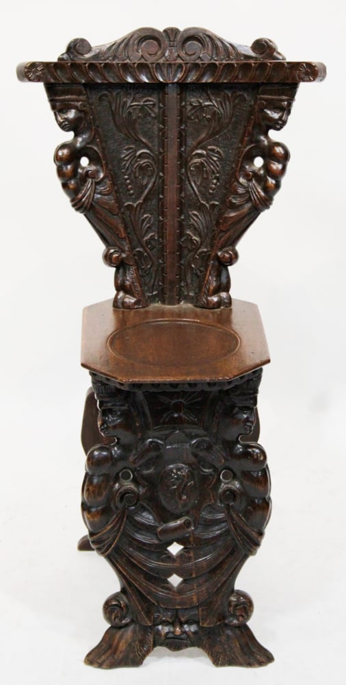 Italian Renaissance Style Carved Walnut Chair (1 of 6)