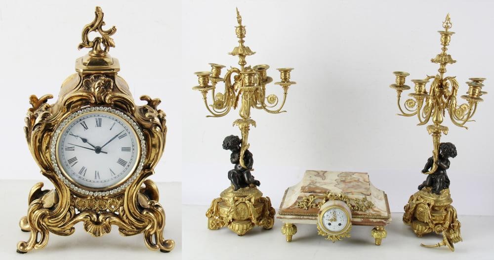 20thC French Rococo Style Brass Table Clock (1 of 15)