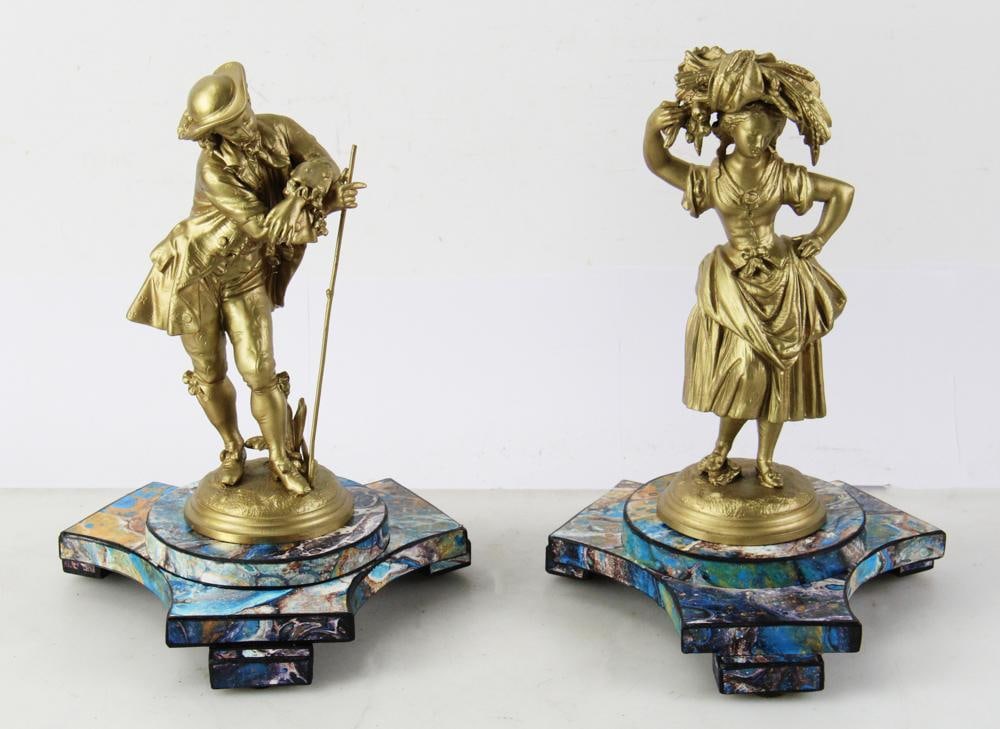 Pair of 19thC French Bronze Man and Woman Figures (1 of 10)