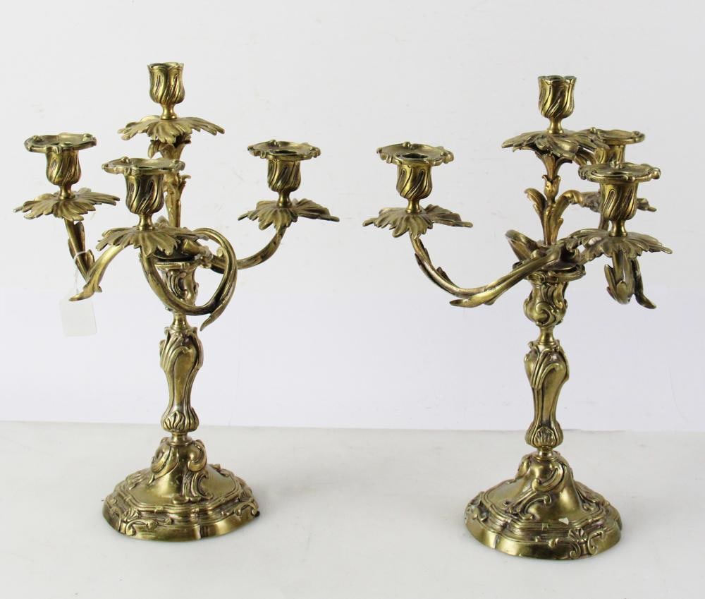 Pair of 20thC Rococo Brass Candelabra (1 of 6)