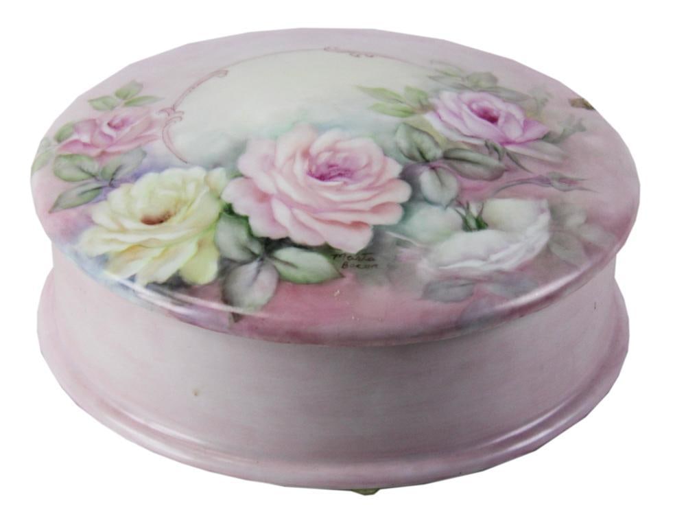 19thC Haviland Porcelain Hand-painted Dresser Box (1 of 7)