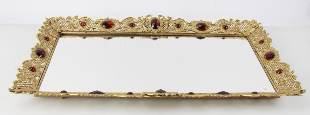 Vintage Large French-style Mirrored Dresser Tray (1 of 6)