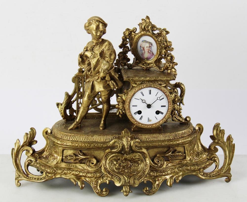 19thC French Clock with Cameo of Marie Antoinette (1 of 6)