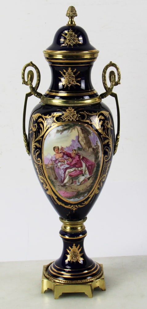 20thC French Sevres Cobalt Lidded Vase (1 of 7)