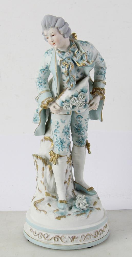 20thC French-style Large Bisque Porcelain Male Figure (1 of 6)