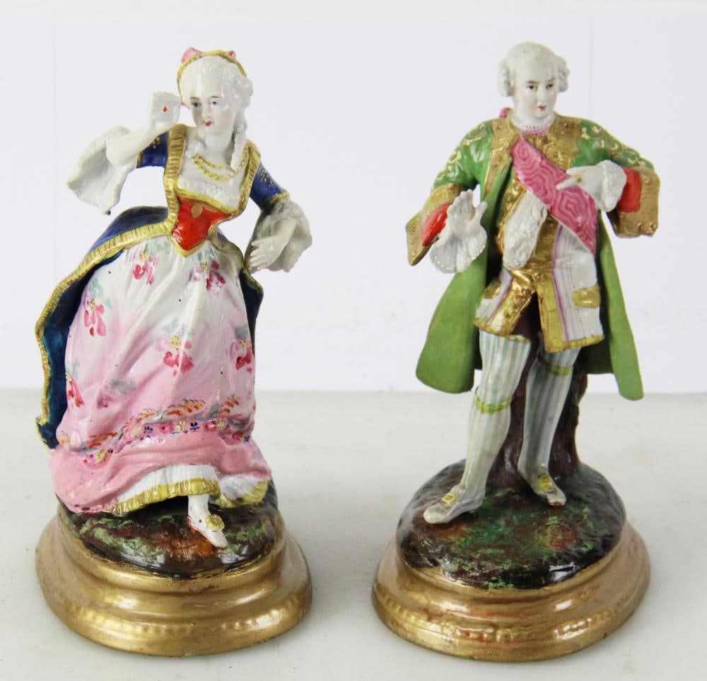 Pair of Antique Male and Female Porcelain Figurines (1 of 6)
