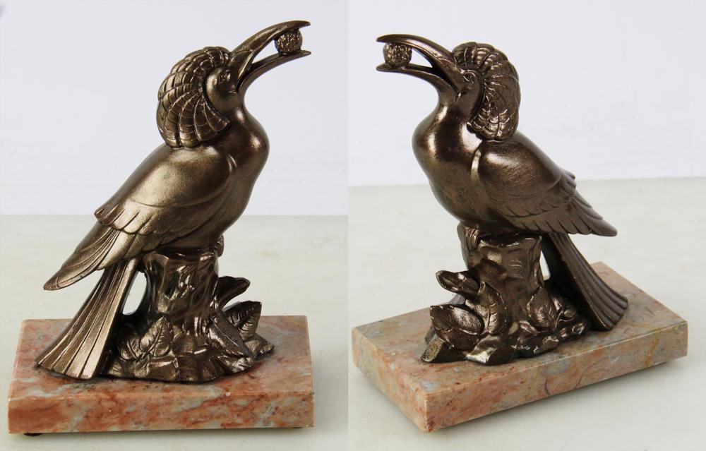 Pair of C1930 Art Deco Bird Figures on Marble Bases (1 of 9)