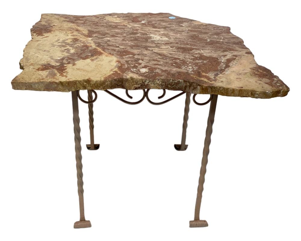 Modern Mauve-pink Marble-Top Metal End Table (1 of 4)