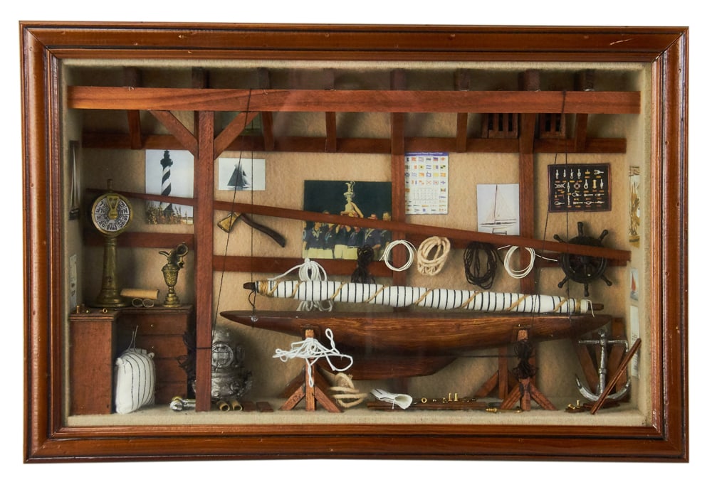 Nautical Motif Diorama with Sailboat (1 of 7)