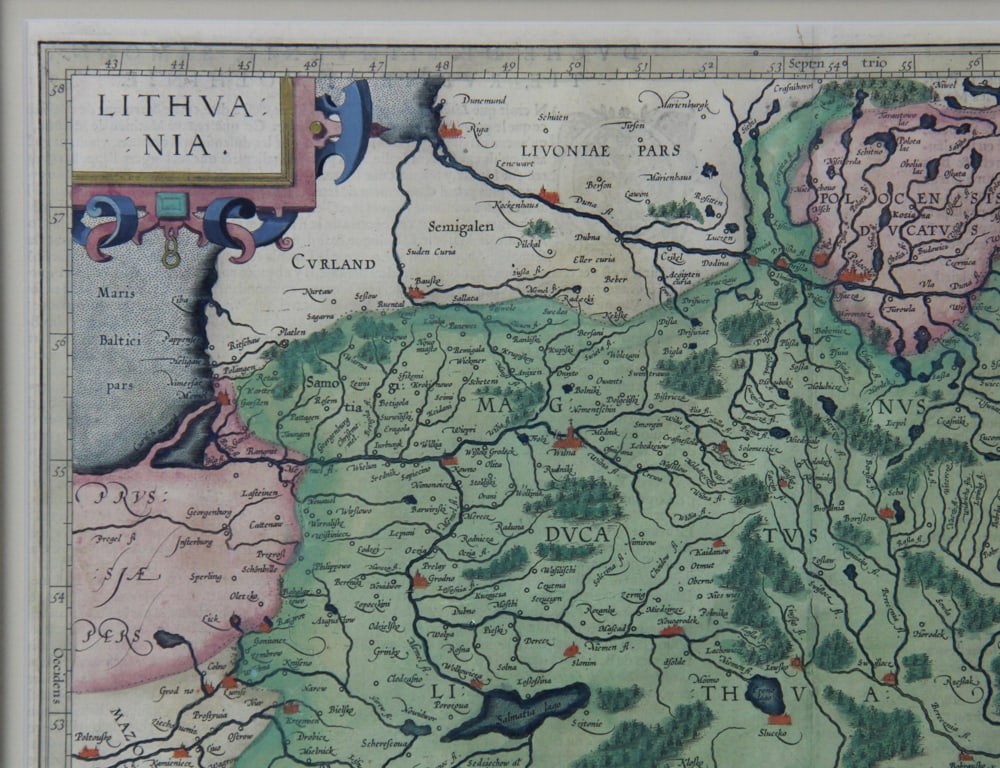 Hand-colored Framed Map of Lithuania - 3