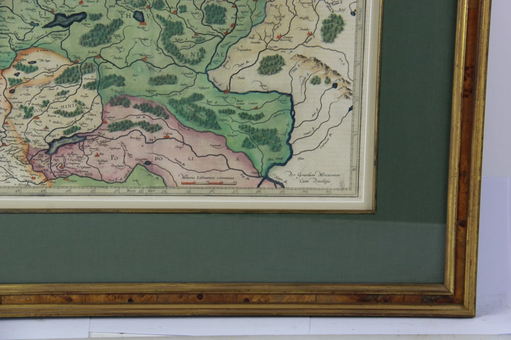 Hand-colored Framed Map of Lithuania - 4