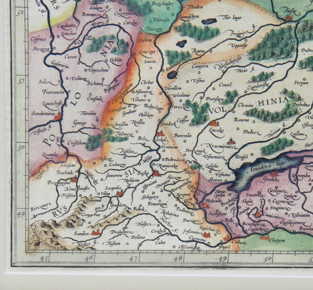 Hand-colored Framed Map of Lithuania - 5