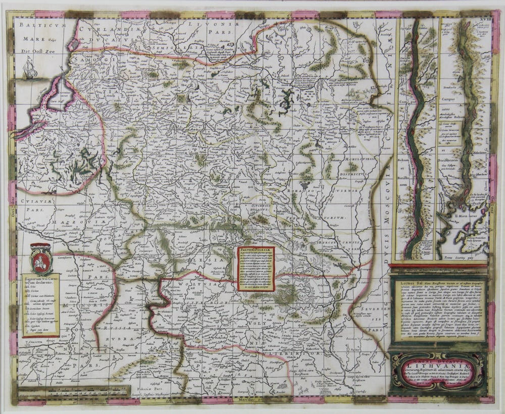 Map of Lithuania, Hand-colored Lithograph - 2