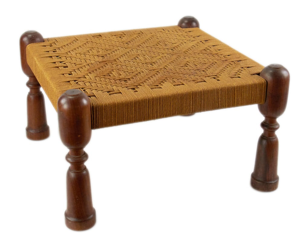 Anknit Handicrafts Woven Hemp and Walnut Stool (1 of 5)
