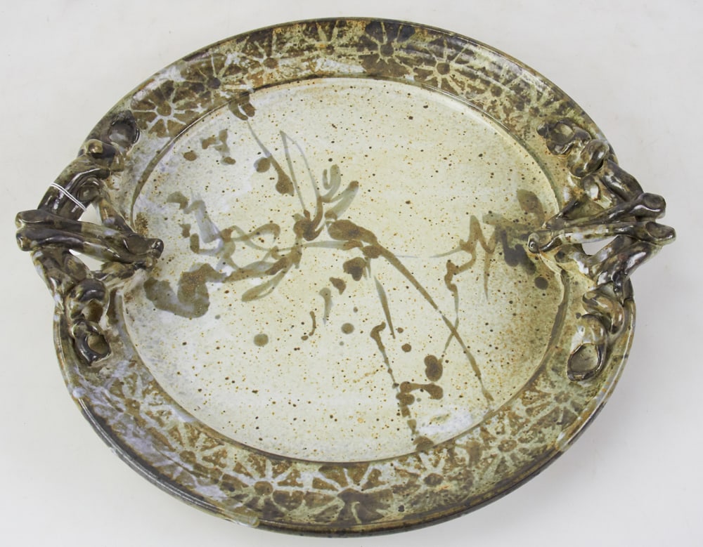 Studio Art Pottery Charger with Applied Handles (1 of 6)