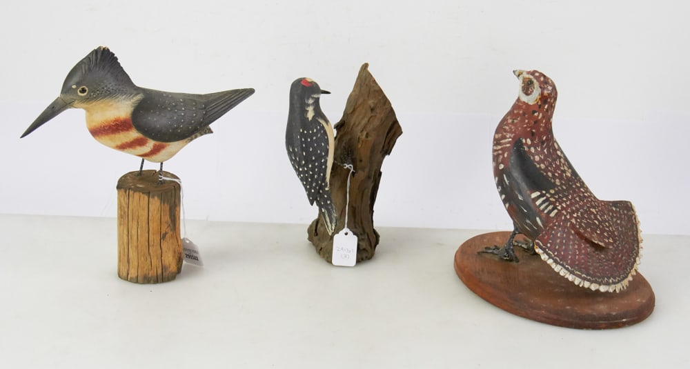 Three Carved and Painted Birds (1 of 8)