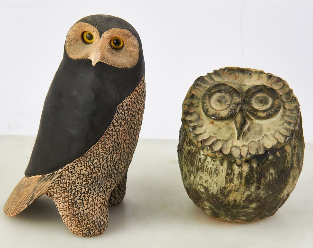 Two Studio Art Pottery Figural Owls (1 of 6)