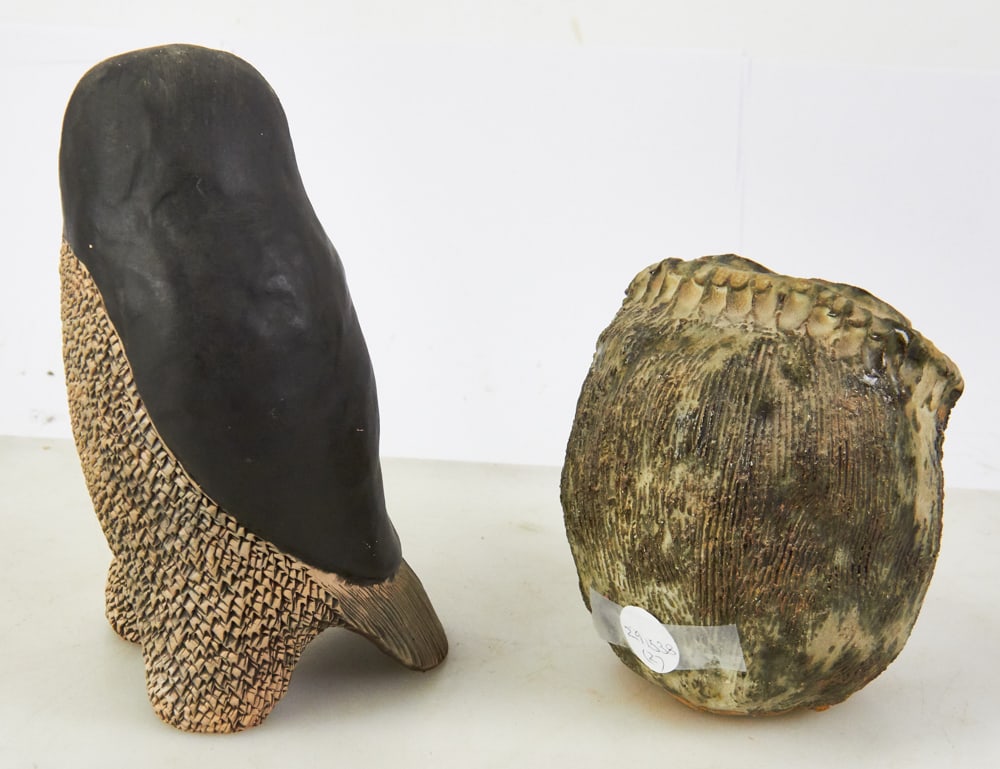 Two Studio Art Pottery Figural Owls - 4