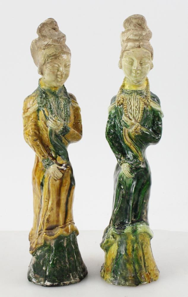 Pair of Antique Chinese Glazed Pottery Figures (1 of 10)