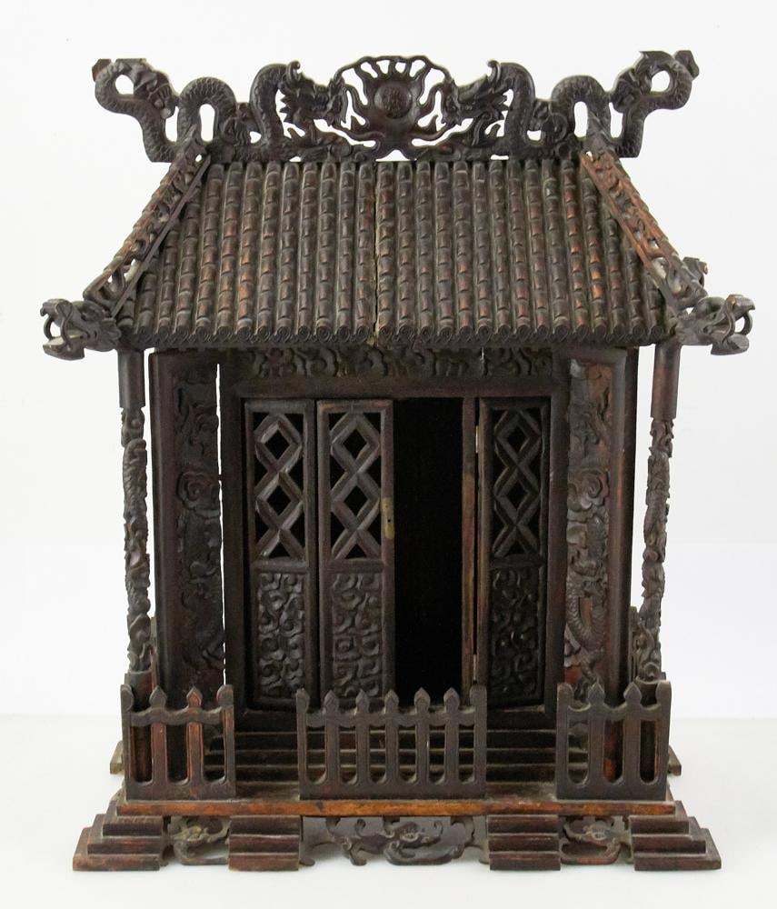 Late 19thC Chinese Temple, Dragon and Tiled Roof Design (1 of 12)