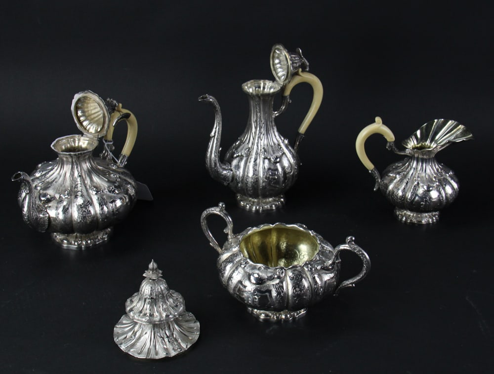French Repousse Silver Set - 6