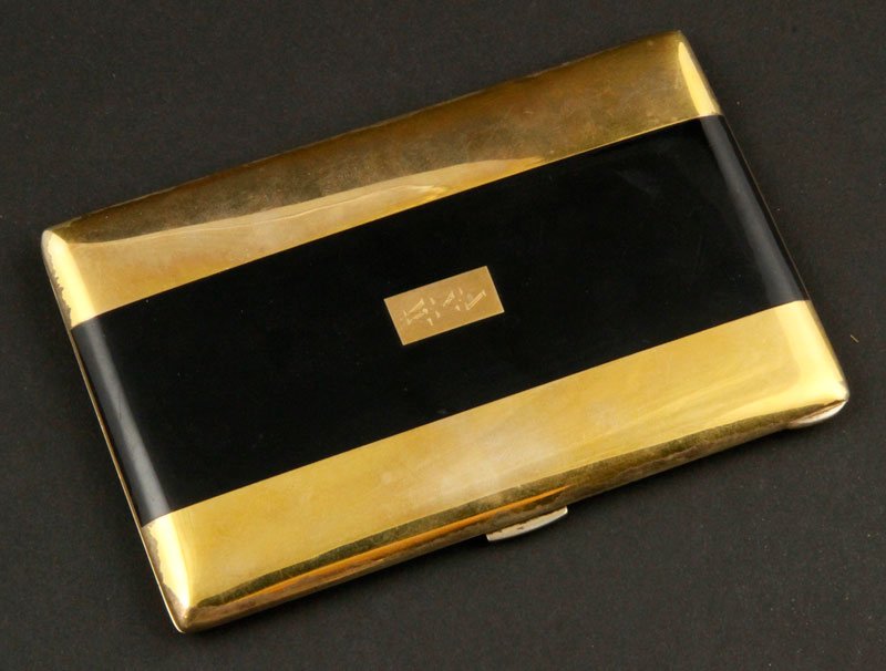 Tiffany Sterling and 14K Gold Compact: Tiffany & Company compact, sterling silver and 14K gold, circa 1945.