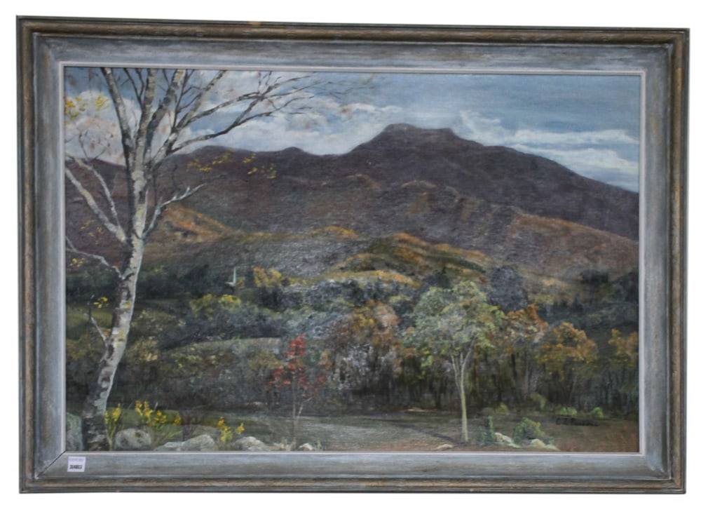 Edna Parsons, Mountain Landscape, Oil on Board: Edna Parsons, mountain landscape, oil on board, signed L/R, 29" x 41". Provenance: The Second Congregational Church of Beverly, Massachusetts. PLEASE NOTE: Item to be picked up on location at the