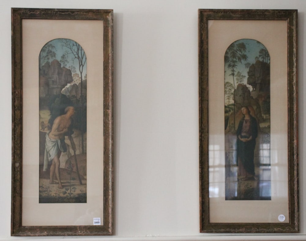 Pair of Florentine Prints: Pair of Florentine prints, 32" x 14". Provenance: The Second Congregational Church of Beverly, Massachusetts. PLEASE NOTE: Item to be picked up on location at the Second Congregational Church, 35