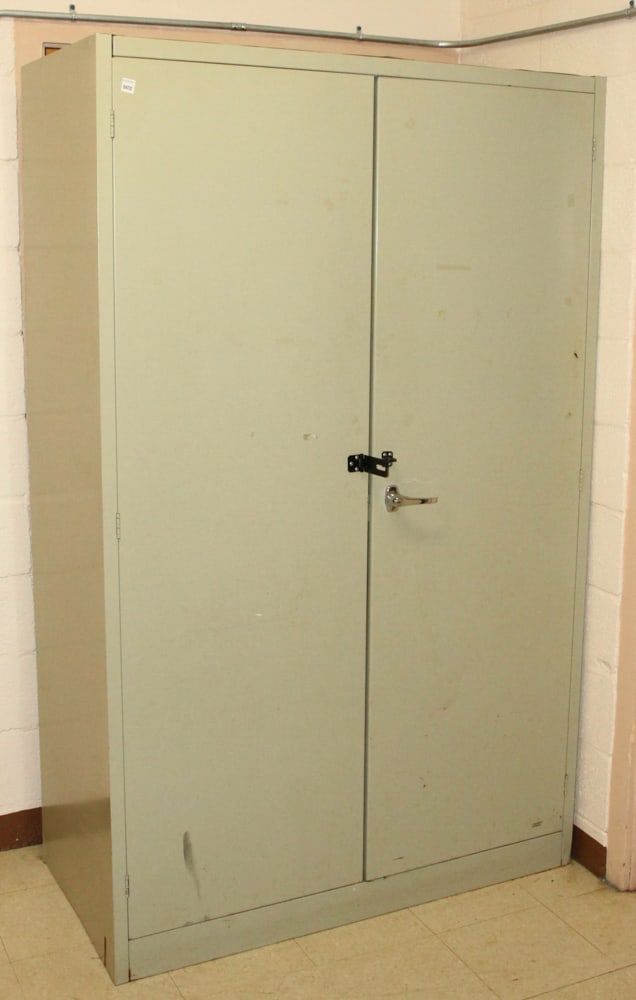 Painted Steel Fireproof Cabinet: Painted steel fireproof cabinet. Provenance: The Second Congregational Church of Beverly, Massachusetts. PLEASE NOTE: Item to be picked up on location at the Second Congregational Church, 35 Conant