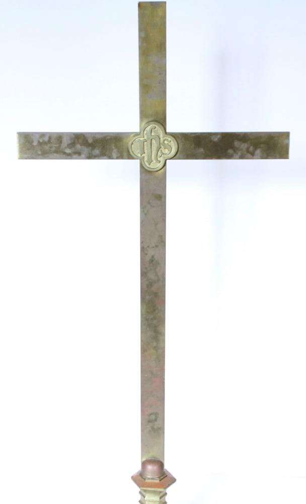 Altar Cross with Hexagonal Brass Base - 2