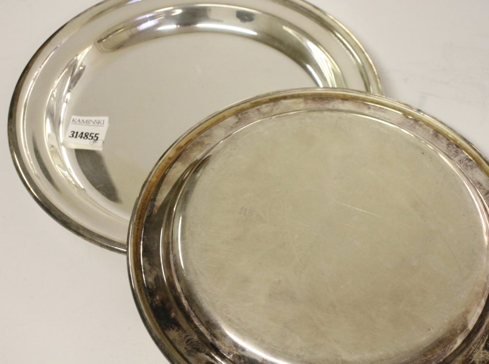 Communion Plates: Communion plates, 9 1/2" diameter, (4) total. Provenance: The Second Congregational Church of Beverly, Massachusetts. PLEASE NOTE: Item to be picked up on location at the Second Congregational