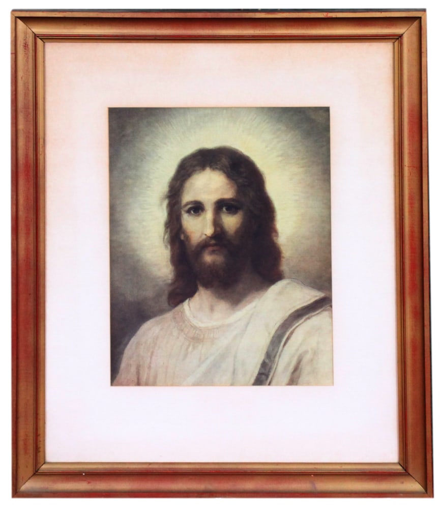 Jesus Print: Jesus print, 34" x 29". Provenance: The Second Congregational Church of Beverly, Massachusetts. PLEASE NOTE: Item to be picked up on location at the Second Congregational Church, 35 Conant St.,