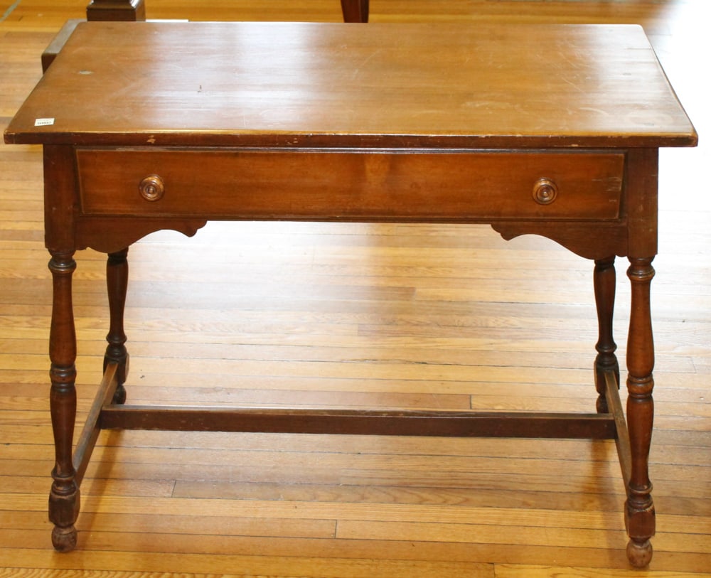 Rock Maple Desk: Rock maple desk, 30" H x 38" W x 20" D. Provenance: The Second Congregational Church of Beverly, Massachusetts. PLEASE NOTE: Item to be picked up on location at the Second Congregational Church, 35