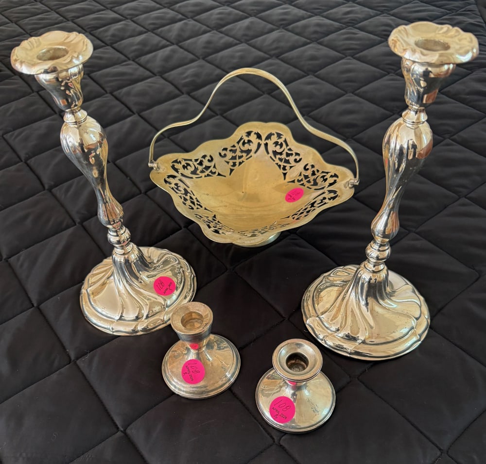 Silver Candlesticks and Bridal Basket (1 of 1)