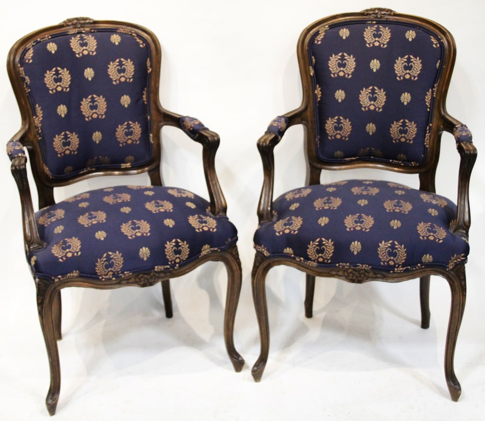 Pair of French Upholstered Armchairs (1 of 7)