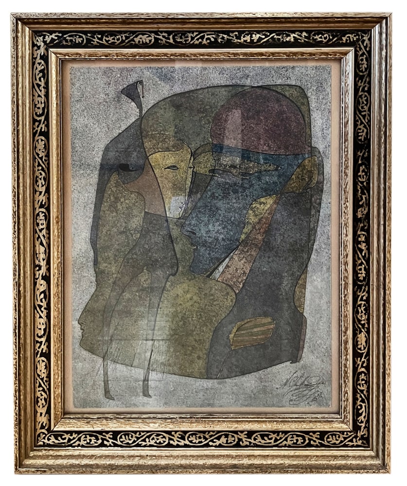 Mikhail Chemiakine, Semi-abstract, Faces, Ink and Watercolor (1 of 7)