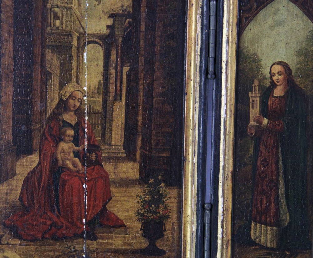 19thC Religious Triptych on Oak Panel - 3