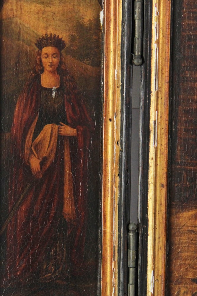 19thC Religious Triptych on Oak Panel - 4