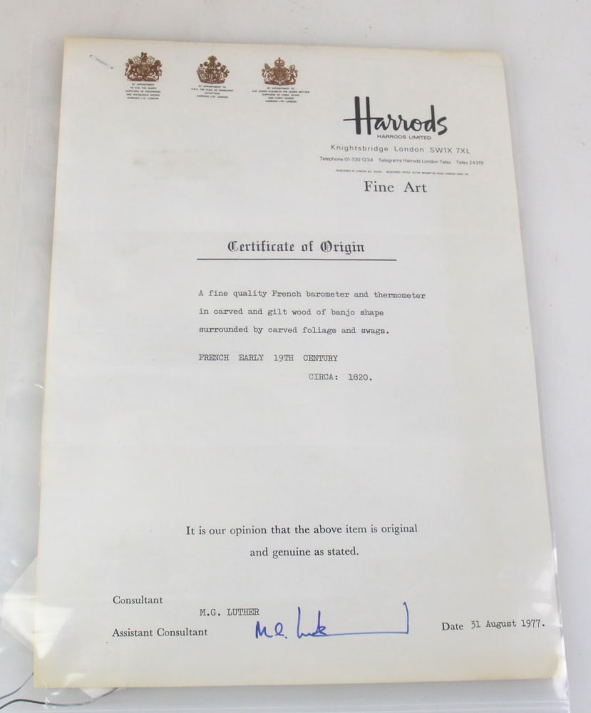 Early 19thC French Carved Barometer / Thermometer - 3