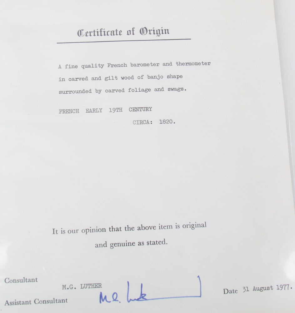 Early 19thC French Carved Barometer / Thermometer - 4