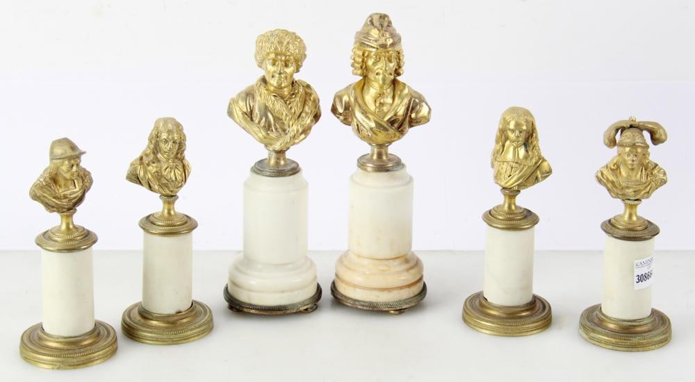 Group of Gilt Bronze Busts on Marble Columns (1 of 10)
