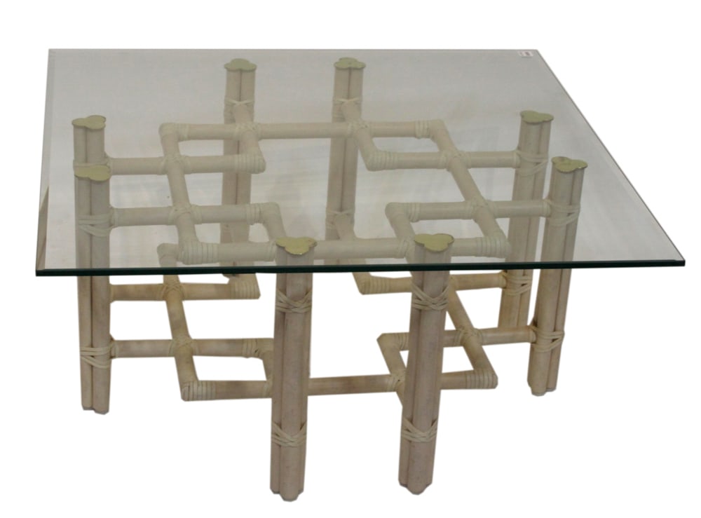 Vintage McGuire Bamboo-form Coffee Table with Glass Top (1 of 5)