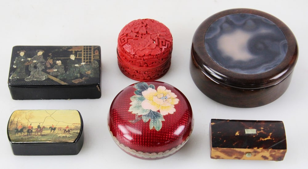 Group of Covered Boxes, Guilloche, Lacquered, etc. (1 of 10)
