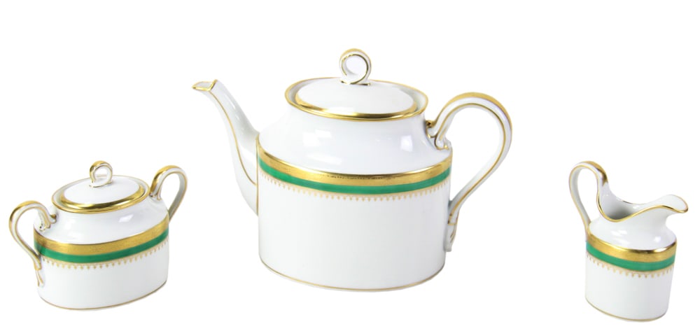 Richard Ginori "Regal Green" Teapot, Sugar, and Creamer (1 of 11)