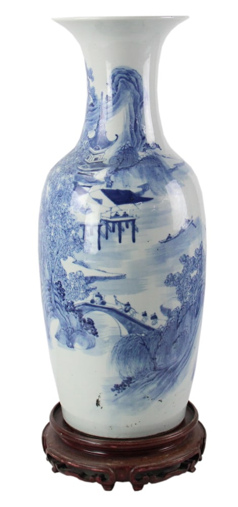 19thC Chinese Blue and White Porcelain Vase (1 of 11)