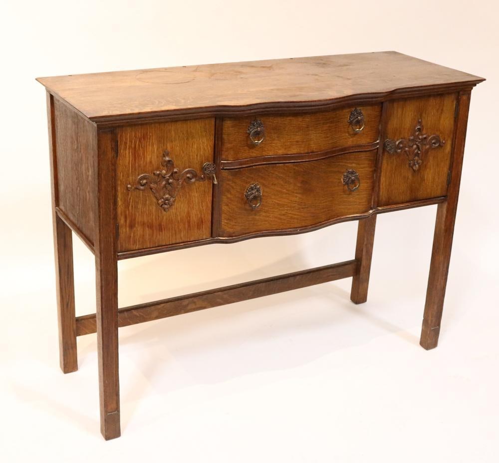 Antique Carved Oak Server - 2