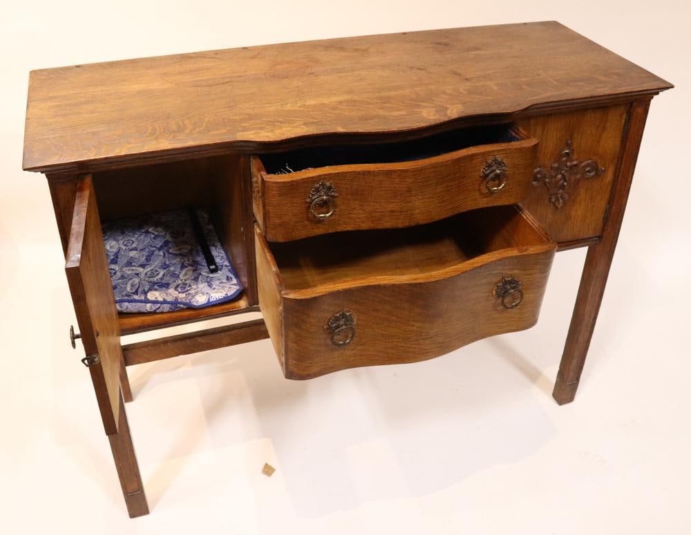 Antique Carved Oak Server - 5