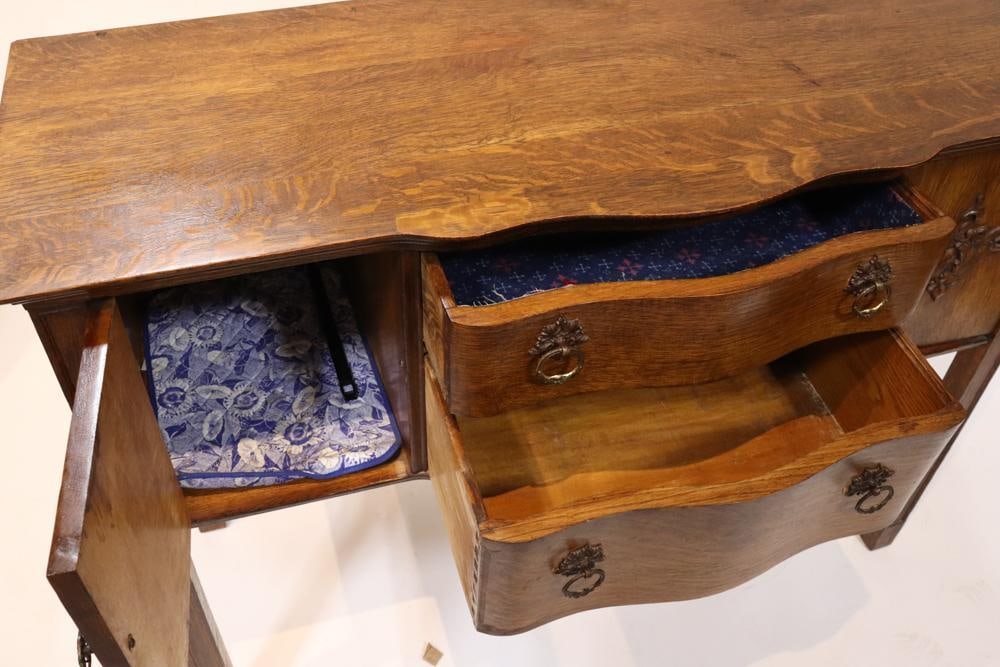 Antique Carved Oak Server - 6