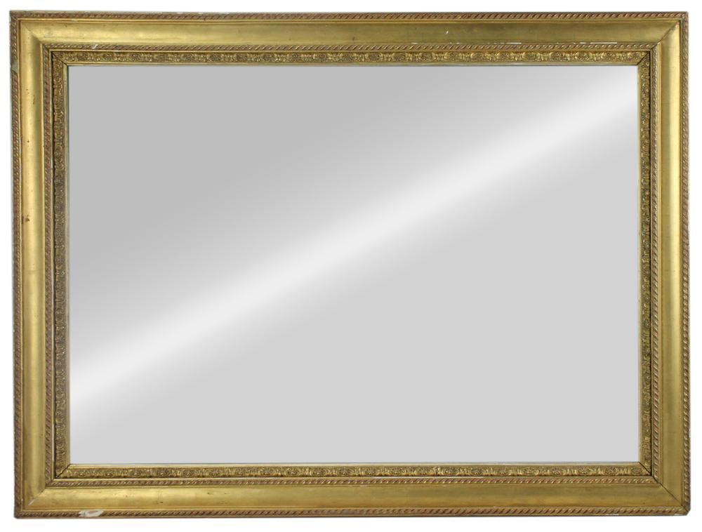 19thC Gold Leaf Mirror: 19th century gold leaf mirror, 40" x 30". PLEASE NOTE: This lot is not from the Second Congregational Church of Beverly.