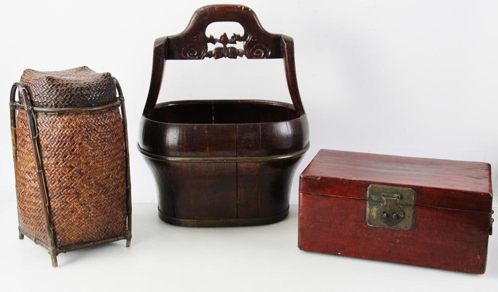 Vintage Baskets, Chinese Lacquered Chest (1 of 8)